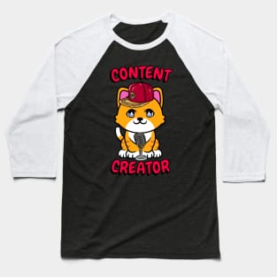 Cute orange cat is a content creator Baseball T-Shirt